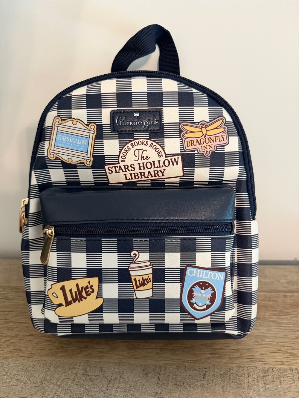 Warner Bros. Gilmore Girls Navy and White Checkered Mini Backpack